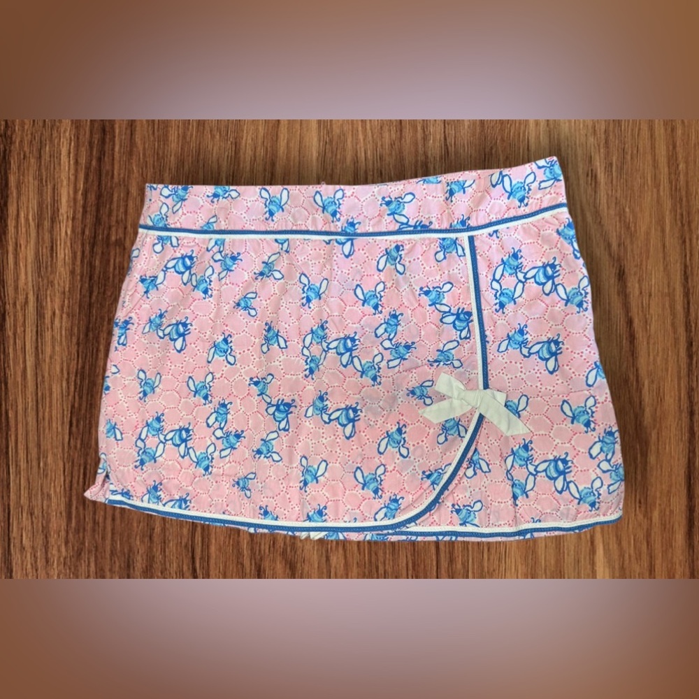 EUC Lilly Pulitzer Jarvey Bees Skort Blue Pink Women's 14 Cotton